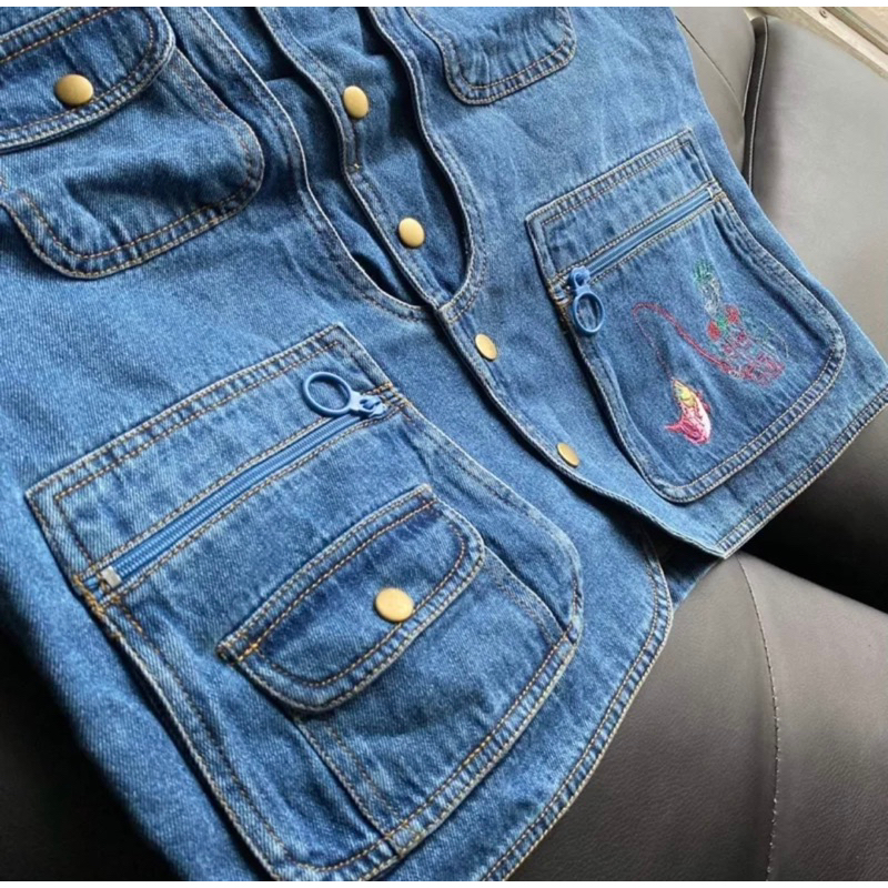 Áo gile jean Chính Hãng nam nữ cá tính, áo khoác bò dáng rộng phong cách Hàn Quốc