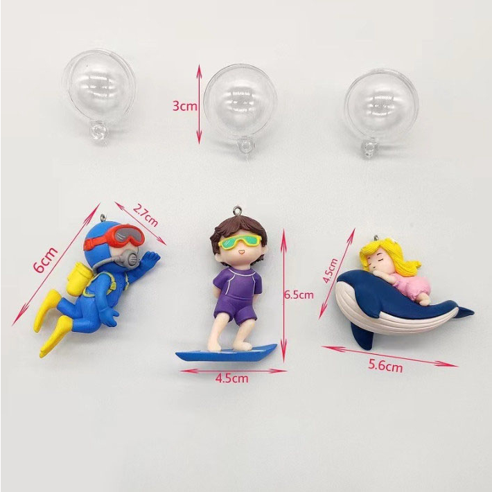 Mô hình bé trai bé gái bơi lội, thợ lặn kèm bòng khí trang trí terrarium/ mô hình trang trí/ bể cá/ bể thủy sinh