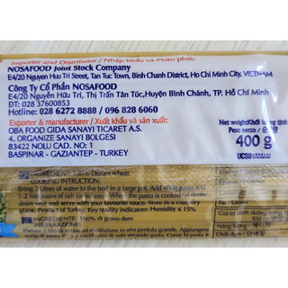 (gói 400g) MÌ ỐNG SPAGHETTI PAVONI Spaghetti Pasta