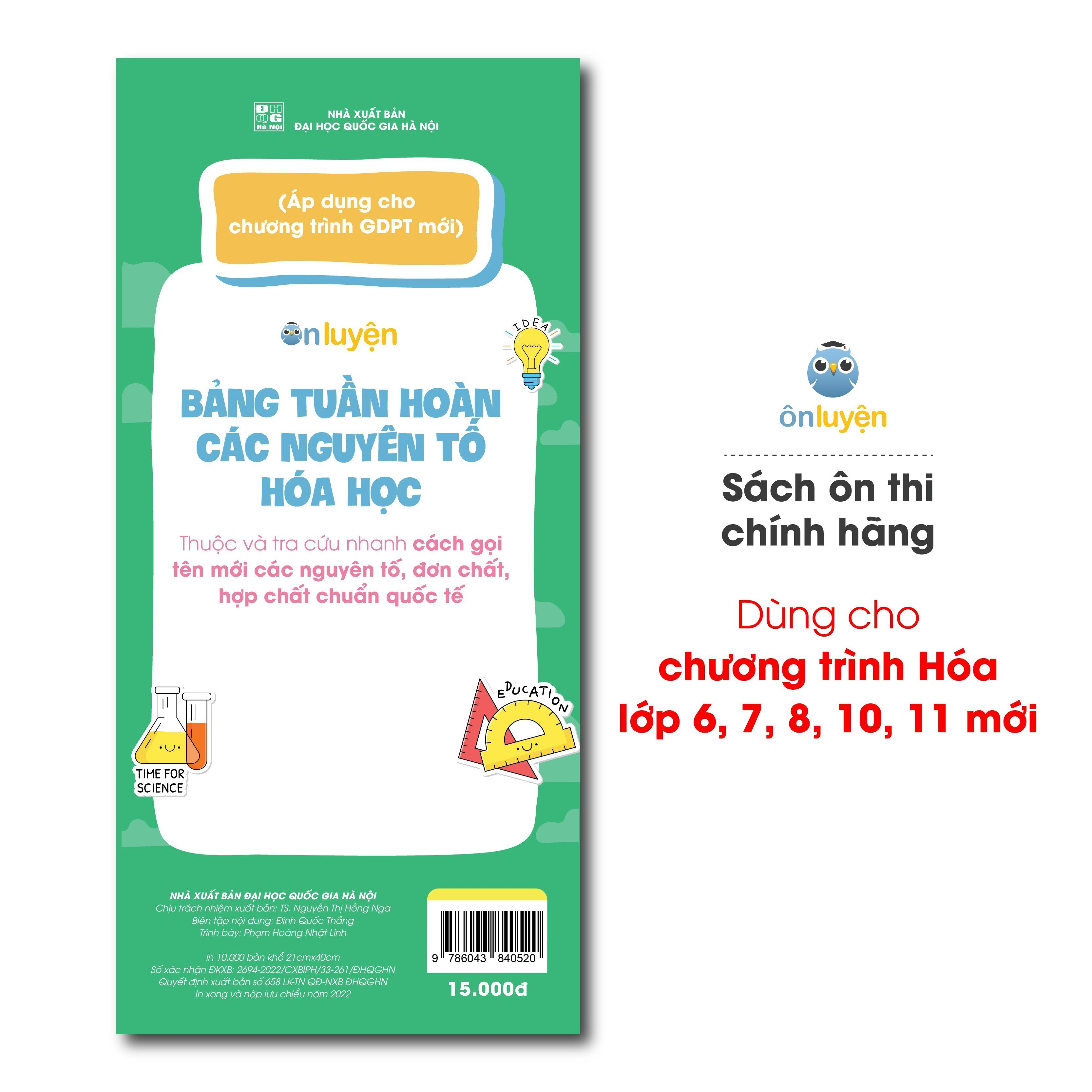 (Ctr Hóa mới) Bảng tuần hoàn Hóa học mới - dùng cho lớp 6,7,8,10,11 - Nhà sách Ôn luyện