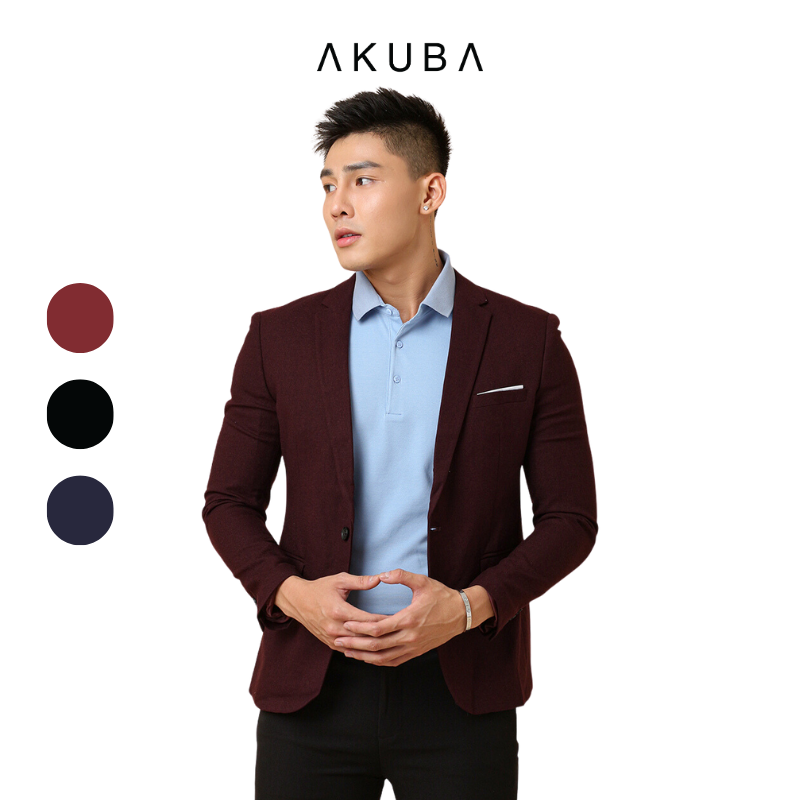 Áo khoác Blazer nam AKUBA form slimfit, vải fresco, đứng form, hạn chế nhăn,  phong cách Hàn Quốc trẻ trung C001