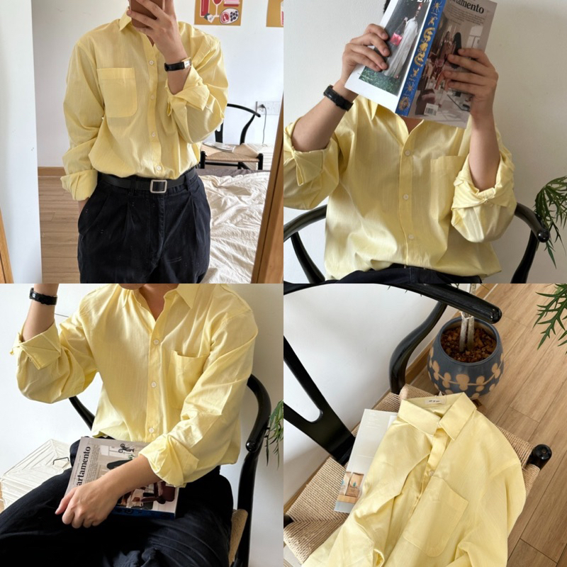 [Ảnh thật] ÁO SƠ MI NAM - HEEBYOHI - Màu Vàng Nhạt Linen Yellow Pastel Cao Cấp (heebyohi)
