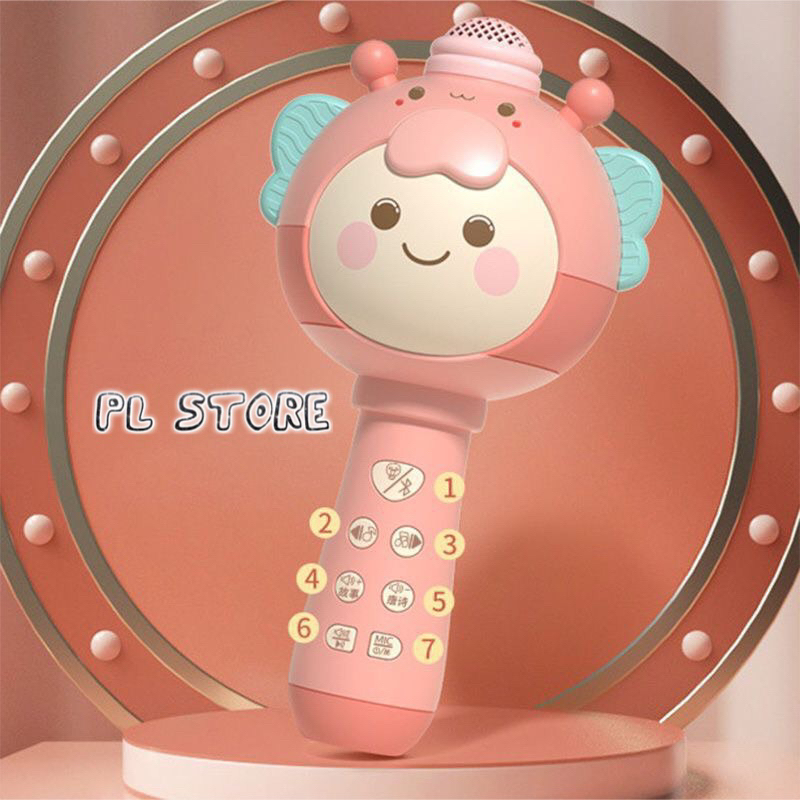 Micro cho bé hát karaoke kết nối Bluetooth, phát nhạc, có đèn, thay đổi giọng nói, tích hợp loa không dây