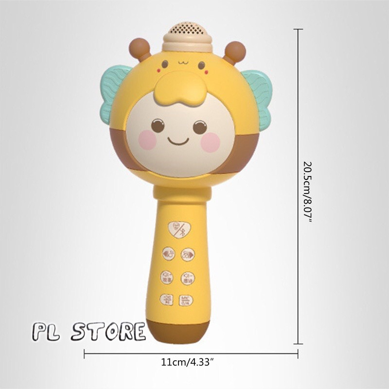 Micro cho bé hát karaoke kết nối Bluetooth, phát nhạc, có đèn, thay đổi giọng nói, tích hợp loa không dây