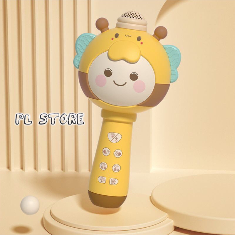 Micro cho bé hát karaoke kết nối Bluetooth, phát nhạc, có đèn, thay đổi giọng nói, tích hợp loa không dây