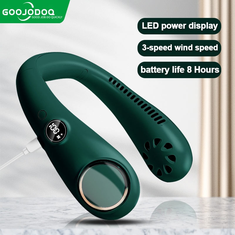 GOOJODOQ QUẠT TREO CỔ | QUẠT CẦM TAY | Quạt Treo Cổ Mini Di Động Không Cánh Im Lặng Quạt Treo Cổ USB Di Động Màn Hình Kỹ