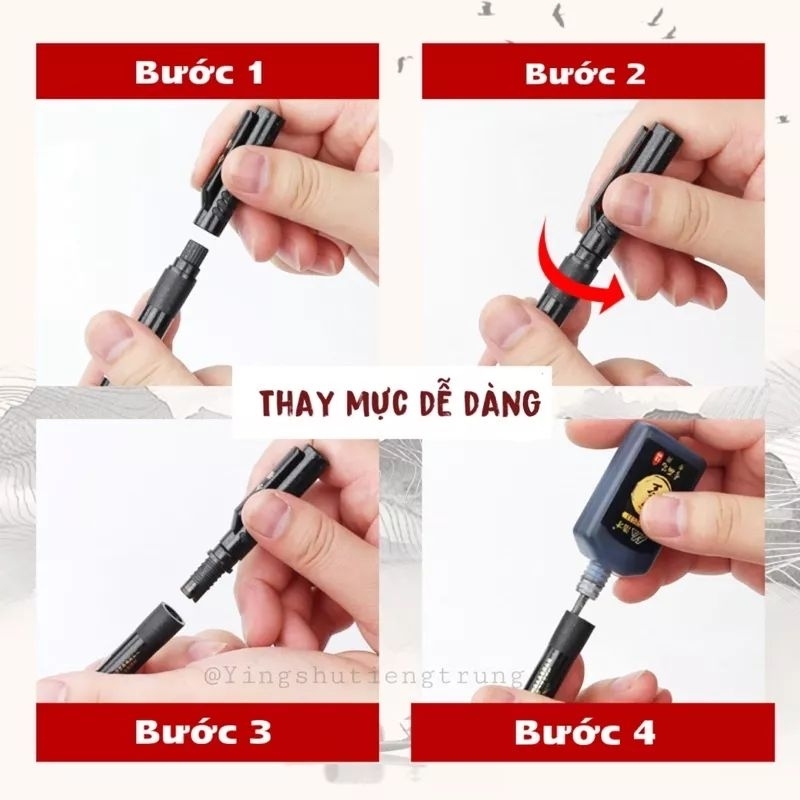 Bình mực viết thư pháp, bút lông thượng lâm phú