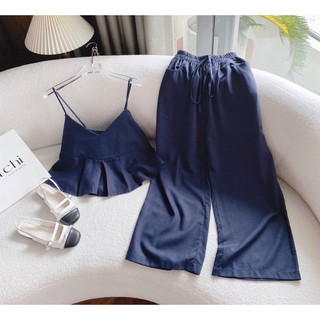 SET ÁO PEPLUM XANH 2S + QUẦN SUÔNG