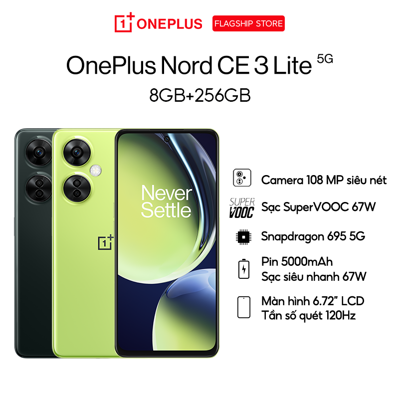 Điện Thoại OnePlus Nord CE 3 Lite 5G | 6.72 Inch IPS LCD | 5000mAh | Snapdragon 695 5G | 8GB 256GB