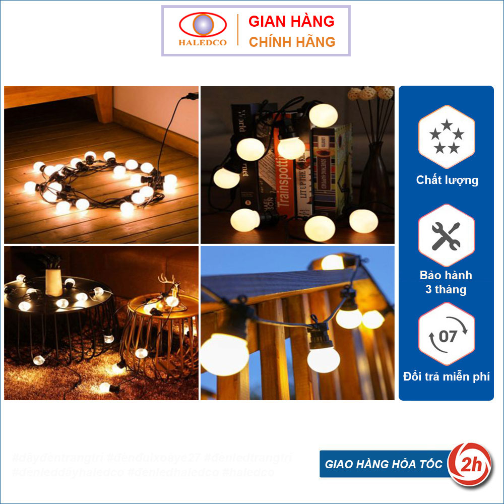 Đèn Trang Trí Ngoài Trời, Dây Đèn Trang Trí 5M, 8M, 10M Nhiều Màu Haledco