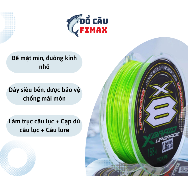 Dây câu cá, Dây dù X8 YGK X-BRAID 158m Chính Hãng - Dây pe câu lure