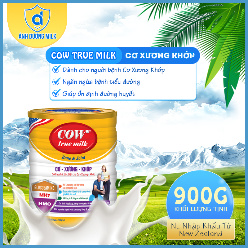 Sữa Bột Dùng Người Loãng Xương, Đau Cơ-Xương-Khớp, Giúp Ổn Định Đường Huyết - Cow True Milk Cơ Xương Khớp 900g