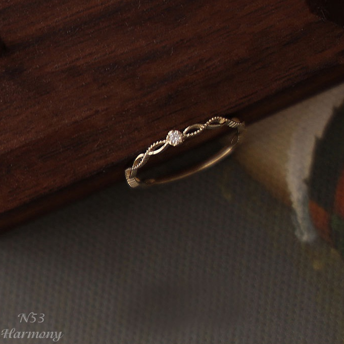 Nhẫn nữ bạc 925 cao cấp mạ vàng thiết kế mảnh đính đá Alice 2 | TRANG SỨC BẠC HARMONY N53