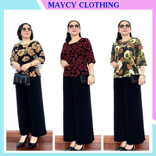 Đồ bộ trung niên thời trang cho mẹ - Bộ cát lụa hàn châu quần ống suông cao cấp