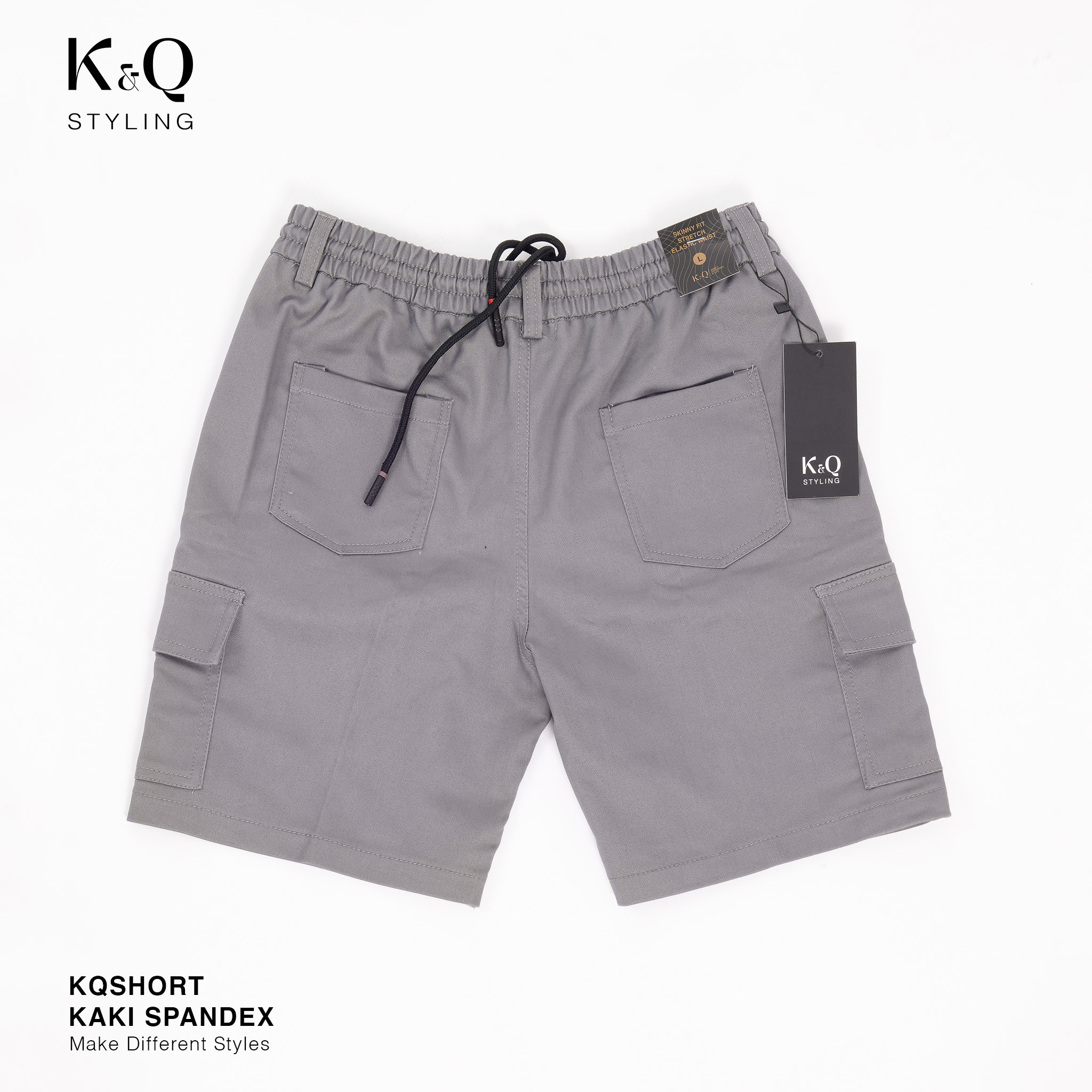 Quần short cargo túi hộp nam nữ kaki co giãn KQSTYLING xám chì cao cấp