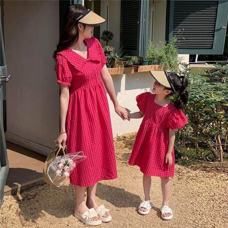 Set đầm babydoll mẹ và bé gái 1 2 3 4 5 6 7 tuổi xinh xắn