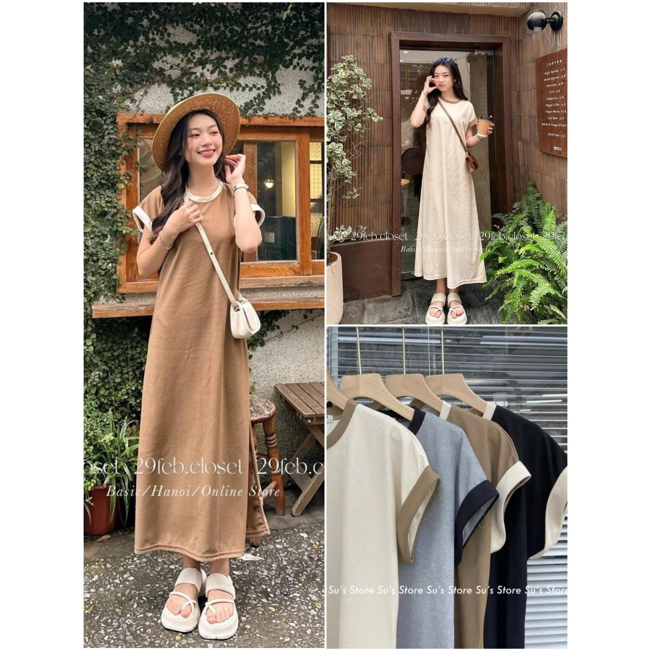 Váy tay hến chất tổ ong phối viền - 247store.vn - Vayphoivien262_P0K35