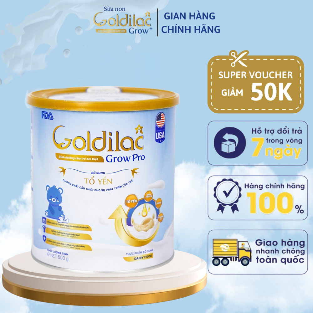 Sữa công thức GOLDILAC GROW PRO 600g - Sữa tăng cân cho bé