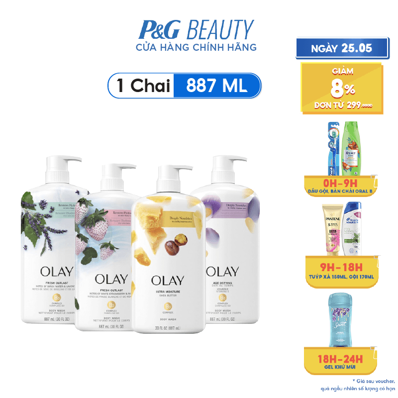 Sữa tắm Olay Body wash nhiều mùi hương 887ml