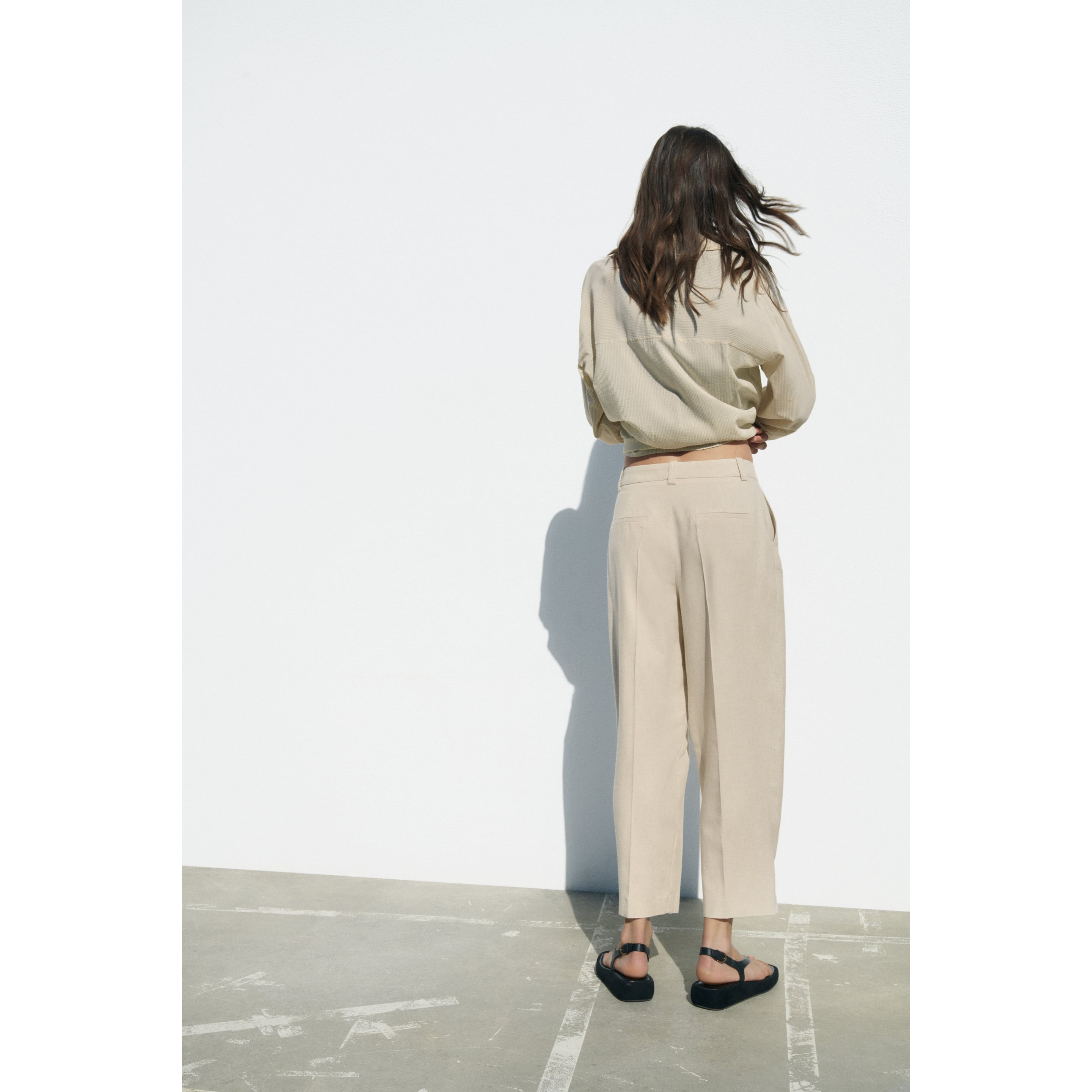 Hàng xuất xịn - Quần baggy bo gấu chất linen z4r4 xuất khẩu
