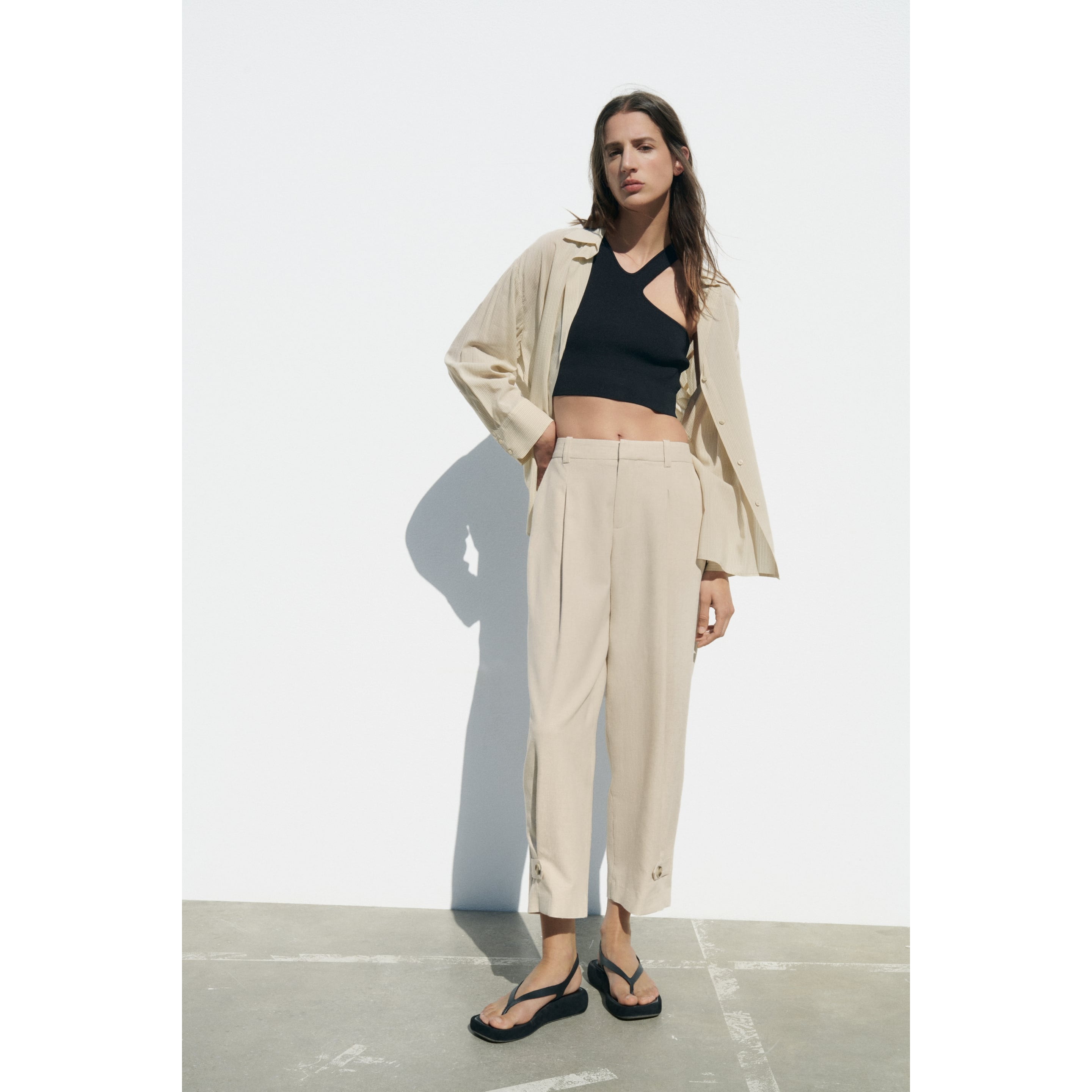 Hàng xuất xịn - Quần baggy bo gấu chất linen z4r4 xuất khẩu