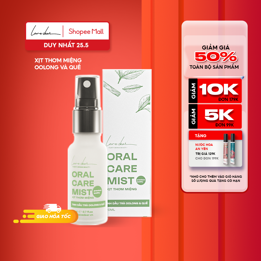 Xịt Thơm Miệng Oral Care LoveDear Chai 20ml Tinh Dầu Trà Oolong Và Quế Thêm Tự Tin Quyến Rũ
