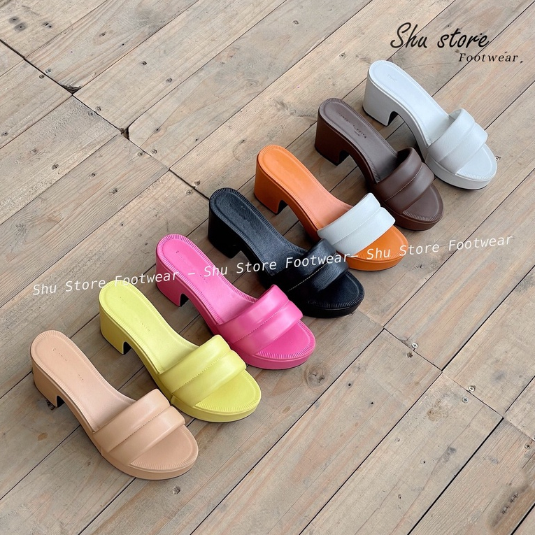Shu Store | Guốc gót vuông 2 quai phồng cao 7cm mẫu mới hotrend thời trang nữ