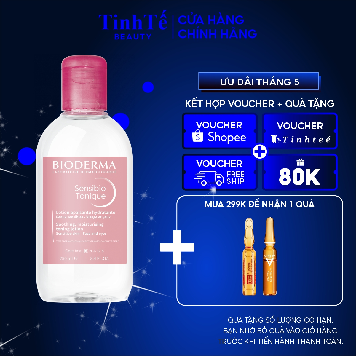 Dung dịch cân bằng dưỡng ẩm và làm dịu da Bioderma Sensibio Tonique 250ml