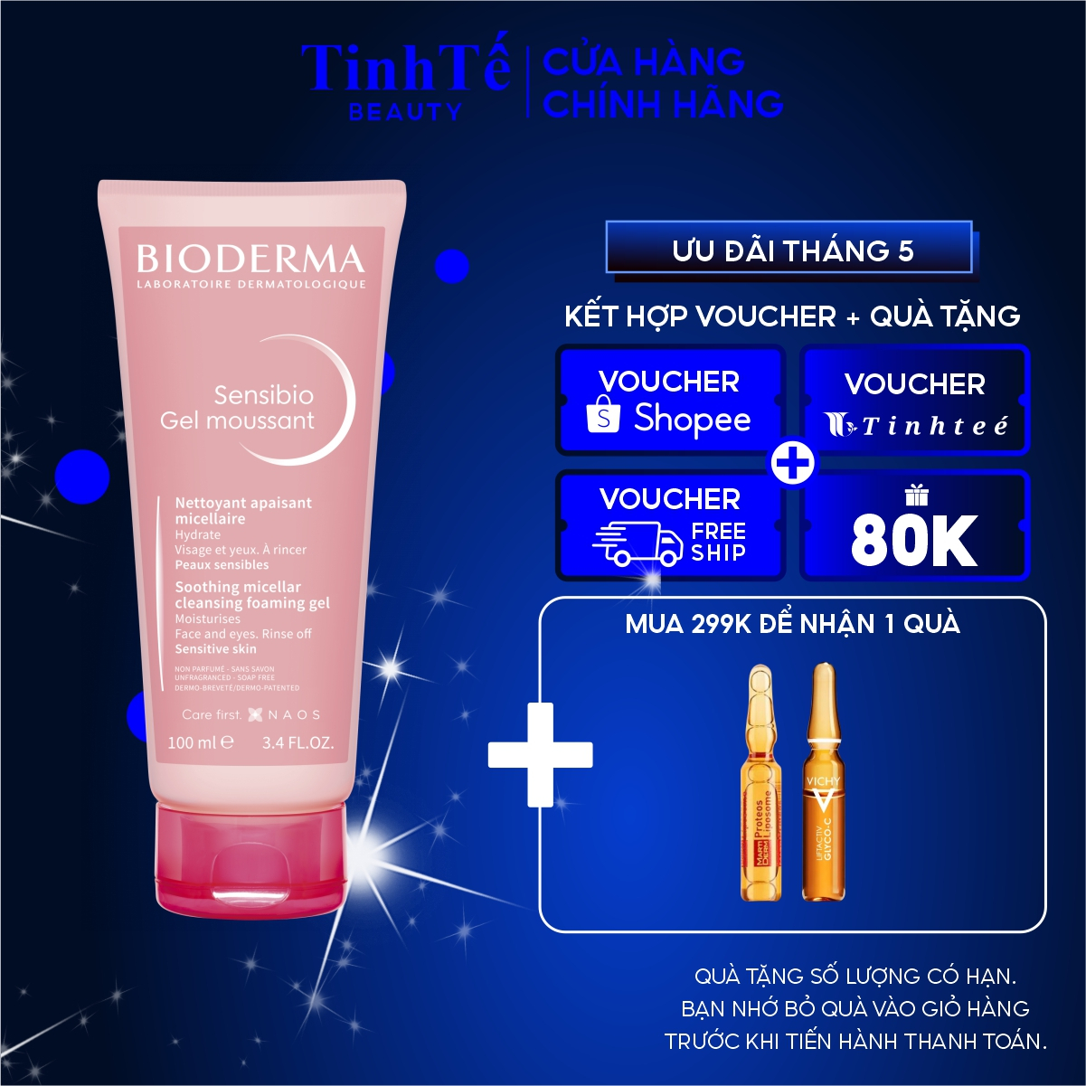 Sữa rửa mặt tạo bọt Bioderma Sensibio Gel Moussant 45/100/200ml
