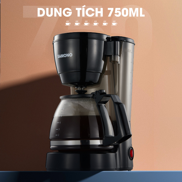 (BH 1 Năm)Samono Máy pha cà phê/trà 750ml, chức năng giữ nhiệt, vòi tự ngắt chống rò rỉ, hộp chứa có thể tháo rời