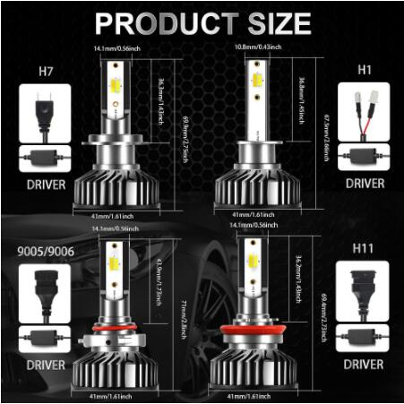 Đèn Sương Mù ô tô màu vàng trắng Bóng Đèn Pha 9006 H4 H7 H11 72W 10000LM Thiết Kế Nhỏ Gọn Chuyên Dụng Cho Xe Hơi 12V 24V