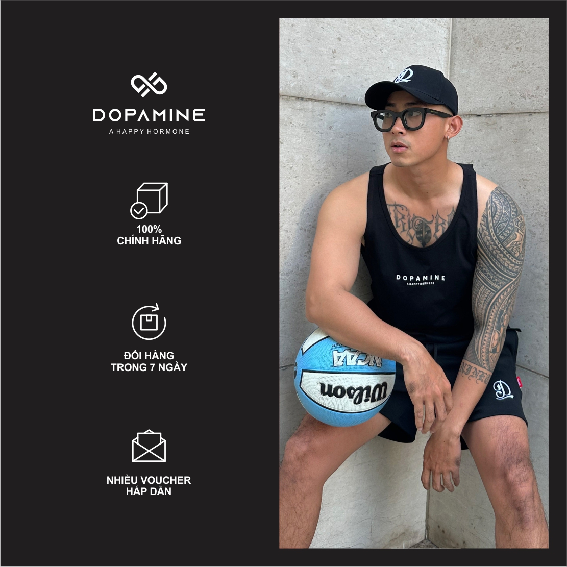 Áo Thun Ba Lỗ Dopamine I Dopamine Tanktop (Đen) - Cotton 100%, thoái khí, mát mẻ