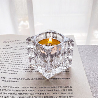 Đế nến, chân nến thuỷ tinh dáng lập phương rubik sang trọng ấm cúng - AM Decor
