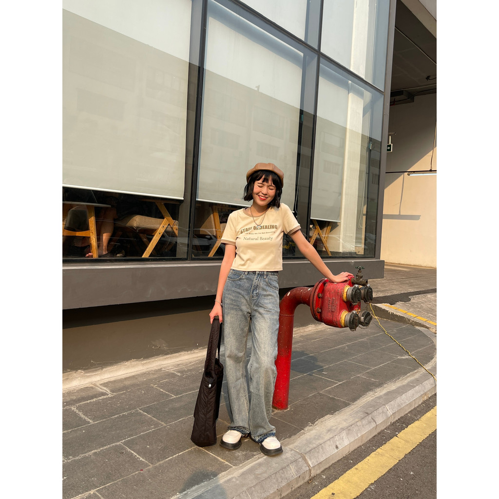 QUẦN JEANS MỀM ỐNG RỘNG TÚI MIX MÀU