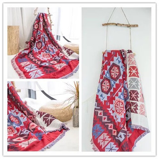 Thảm phòng khách trang trí nhà cửa 2 mặt, khăn trải bàn phong cách vintage vải cotton cao cấp nhập khẩu mềm mại tự nhiên