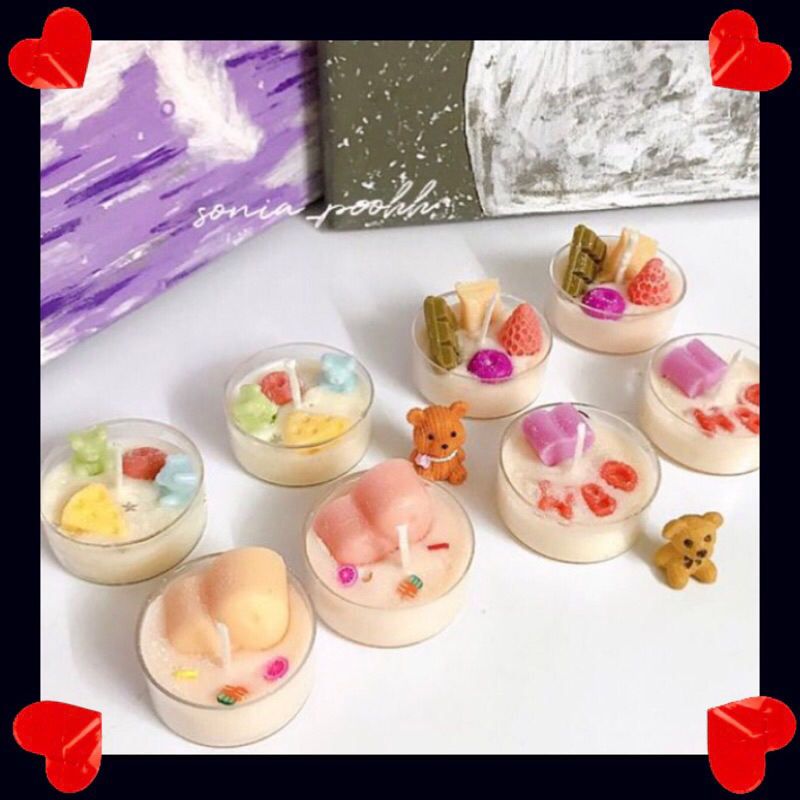 Nến thơm tặng sinh nhật combo 4 nến tealight BUBBLE COLOR