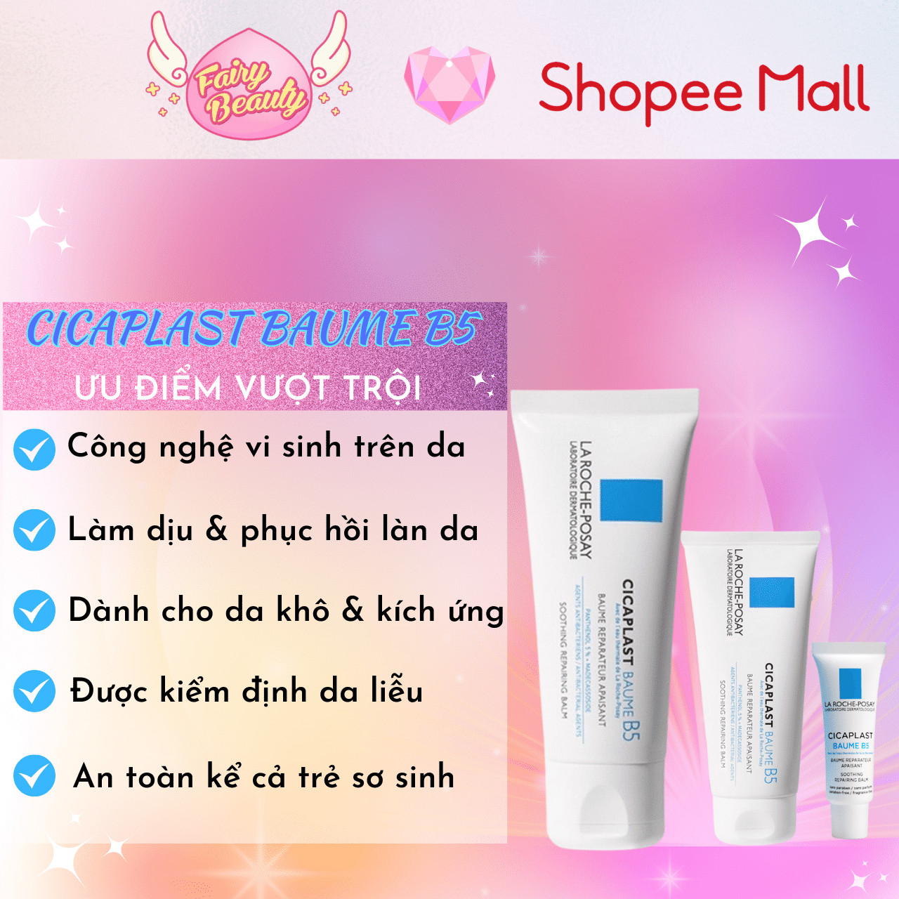 [LA ROCHE-POSAY] Bộ Sản Phẩm Làm Dịu, Phục Hồi &amp; Giảm Kích Ứng Chuyên Sâu (Thermal Spring Water 150ml - Baume B5 3ml)