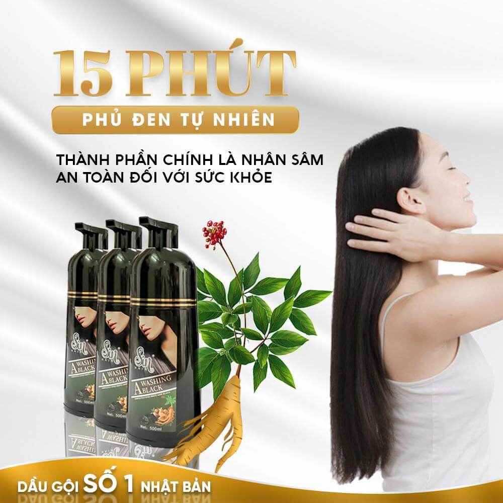 Dầu Gội Phủ Bạc Sin Hair Nhật Bản 500ml Phủ Bạc Màu Đen Nâu Màu Thời Trang Đều Màu Tự Nhiên