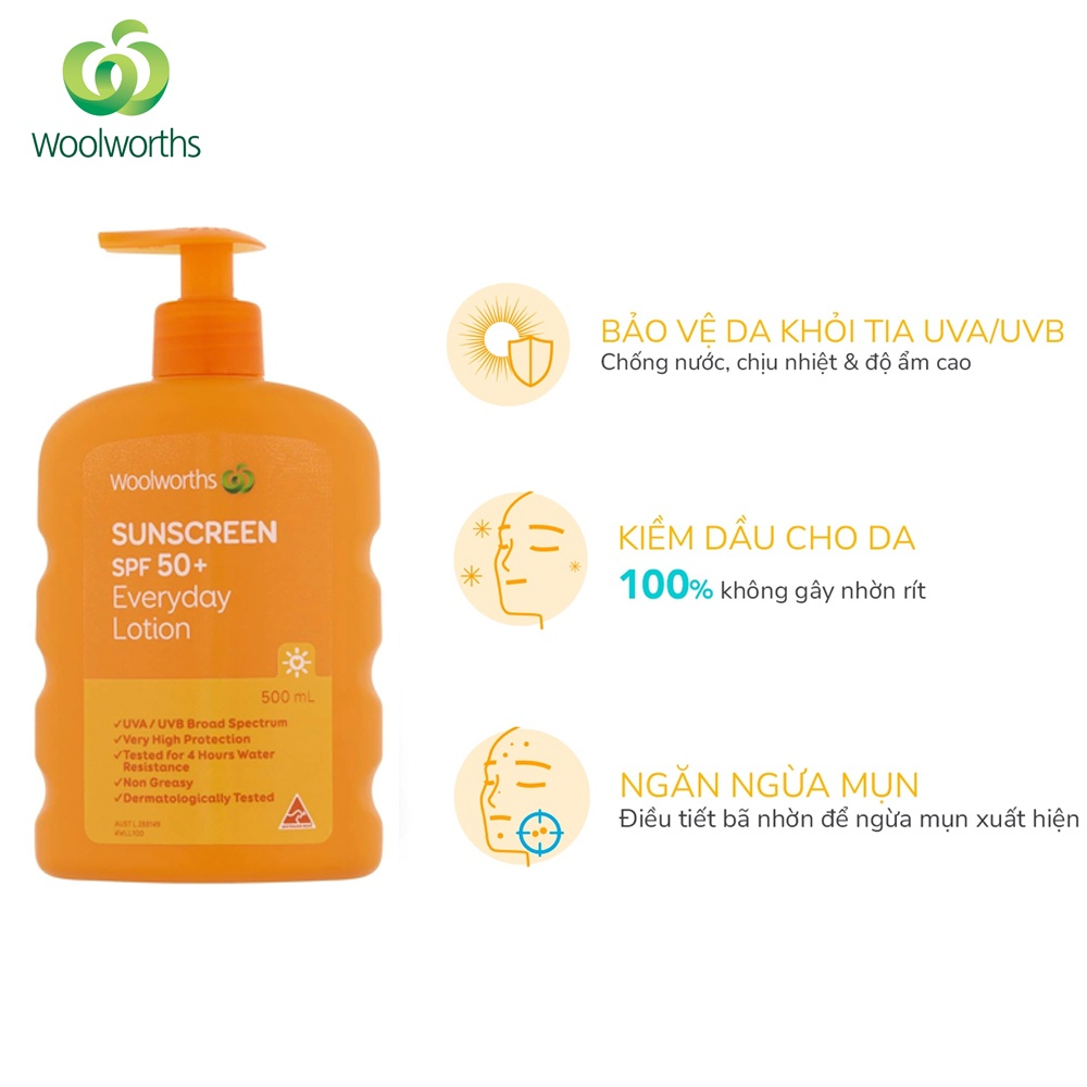 Kem chống nắng Woolworths Everyday Sunscreen SPF 50+