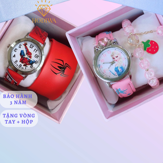 Đồng hồ đeo tay HODIWA  hình elsa ,siêu nhân người nhện làm quà tặng sinh nhật cho bé gái bé trai-M6