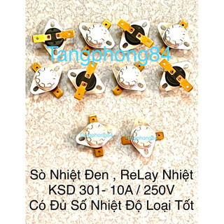 Sò Nhiệt Đen , ReLay Nhiệt , KSD301- 10A/250v có đủ số nhiệt độ loại tốt ,giá bán combo 5 con