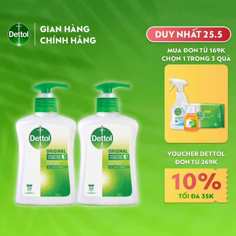 Combo 2 chai nước rửa tay Dettol kháng khuẩn - chai 250g