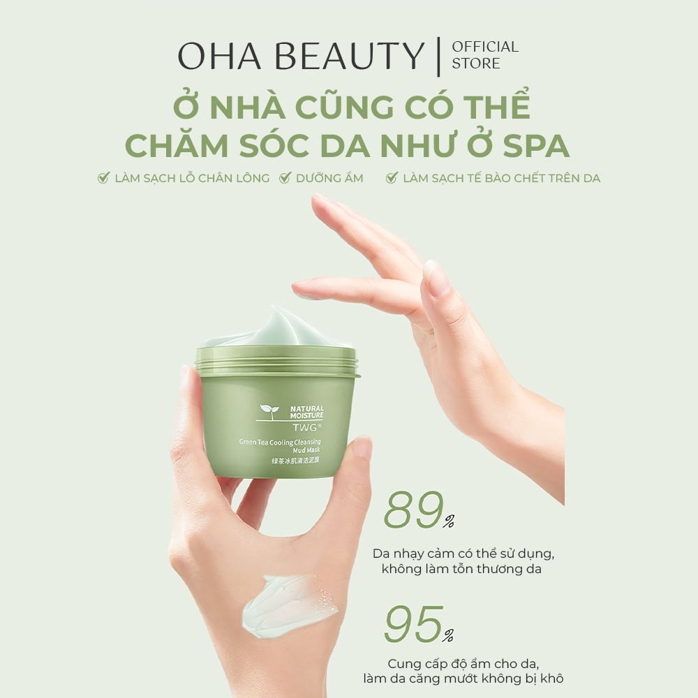 Mặt Nạ Bùn Đất Sét Cao Lanh Trà Xanh TWG 100g Giảm Mụn, Sáng Da, Làm Sạch Lỗ Chân Lông FM-0601