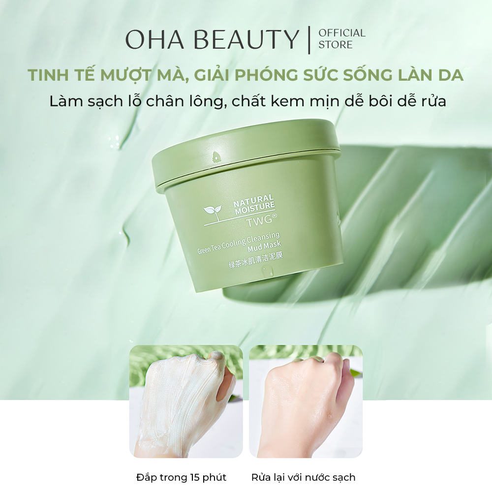 Mặt Nạ Bùn Đất Sét Cao Lanh Trà Xanh TWG 100g Giảm Mụn, Sáng Da, Làm Sạch Lỗ Chân Lông FM-0601