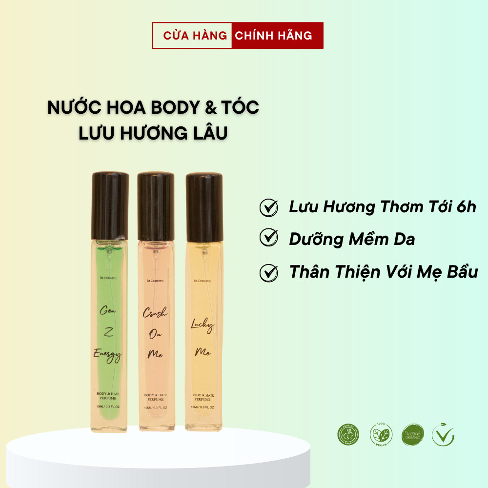 Body Mist Nước Hoa Tóc 10ml, Nước Hoa Body Nữ Thơm Lâu Mùi Hương Tự Nhiên Thư Giãn Lưu Hương Cực Tốt