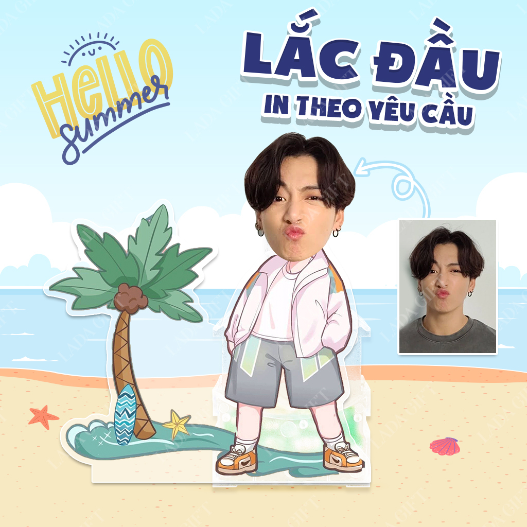 Mô hình standee lắc đầu một người ghép mặt theo yêu cầu trang trí ô tô chibi cute Ladagift làm quà tặng, trang trí