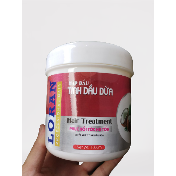 KEM Ủ XẢ TÓC TINH DẦU HƯƠNG DỪA LORAN 1000ML  , HẤP DẦU TÓC ,dưỡng tóc hư hỏng. tóc mềm mượt óng ả hương thơm dịu lâu.