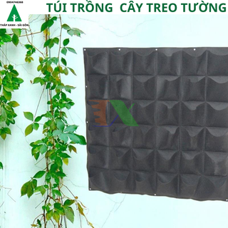 Túi trồng cây Treo tường , Túi làm vườn Trang trí , Túi trồng hoa Rau Cây cảnh, màu đen 1m2, 36 lỗ