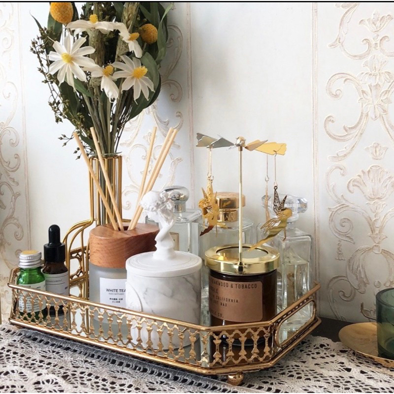 Khay pha lê tráng gương vuông/tròn Decor phong cách Bắc Âu
