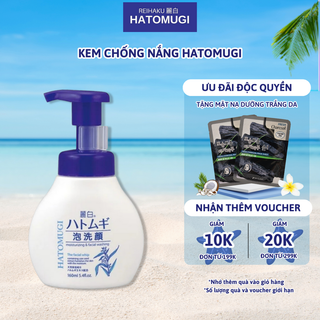 Sữa rửa mặt tạo bọt và dưỡng ẩm chiết xuất ý dĩ Hatomugi Facial whip 160ml Nhật Bản - Hatomugi